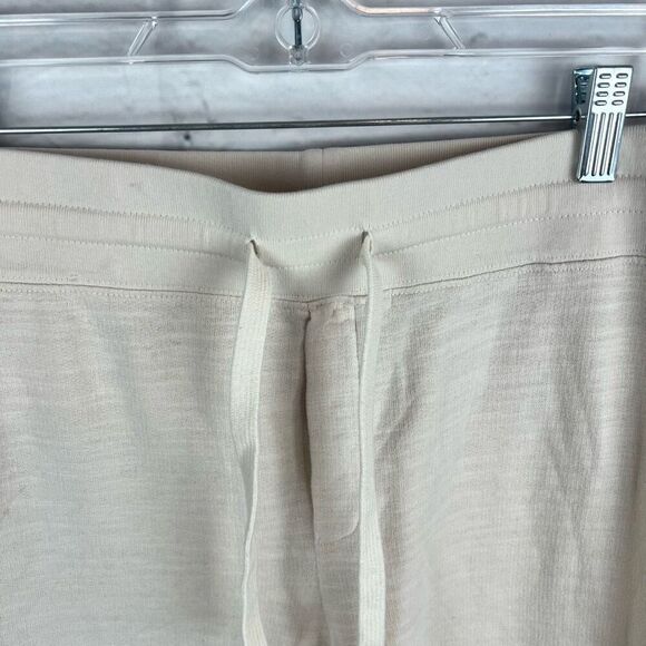 J. Crew Fleece Jogger Pants Beige Size M Tapered Drawstring - Picture 8 of 11